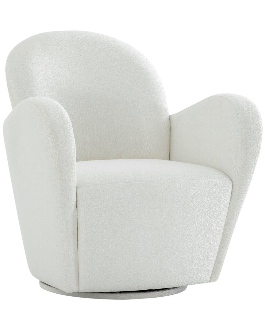 Pasargad Home Elena Collection Modern Swivel Chair In Ivory