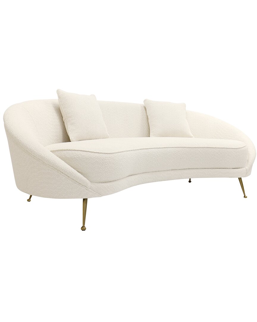 Pasargad Home Luna Collection Textured Fabric Curved Sofa In Ivory