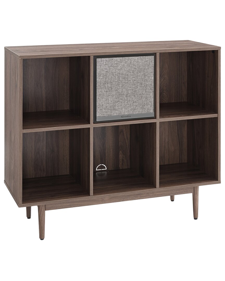 Crosley Liam 6 Cube Record Storage Bookcase With Speaker In Brown