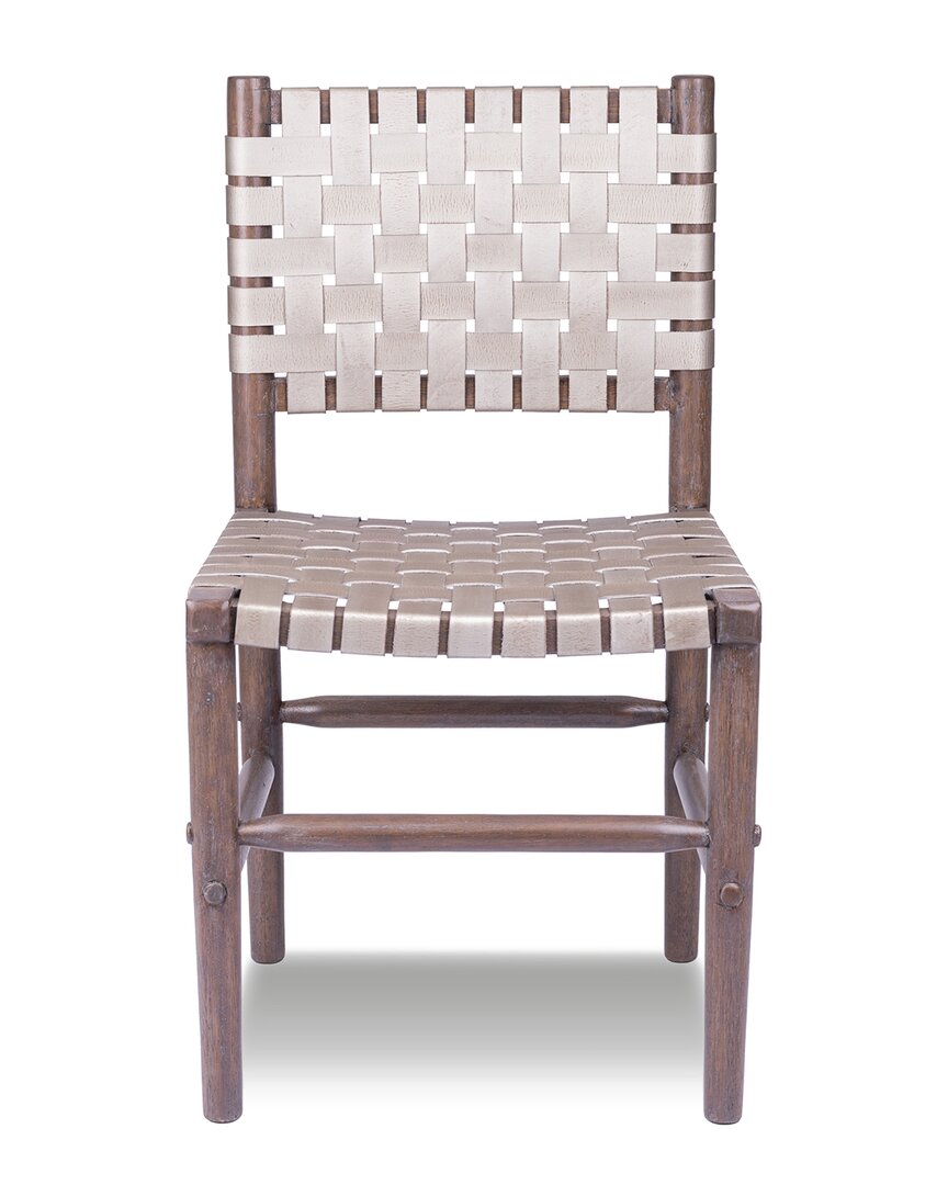 Peninsula Home Collection Perry Woven Leather Dining Chair In Silver