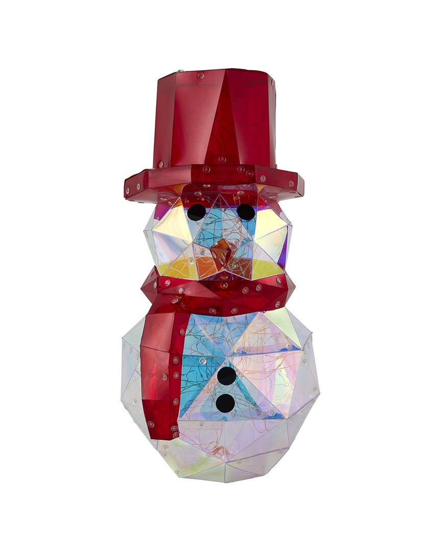 Seasonal Llc Prismatic Iridescent Snowman In Green