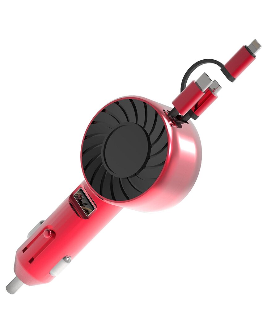 FRESH FAB FINDS FRESH FAB FINDS 3-IN-1 RETRACTABLE CAR CHARGER RED 