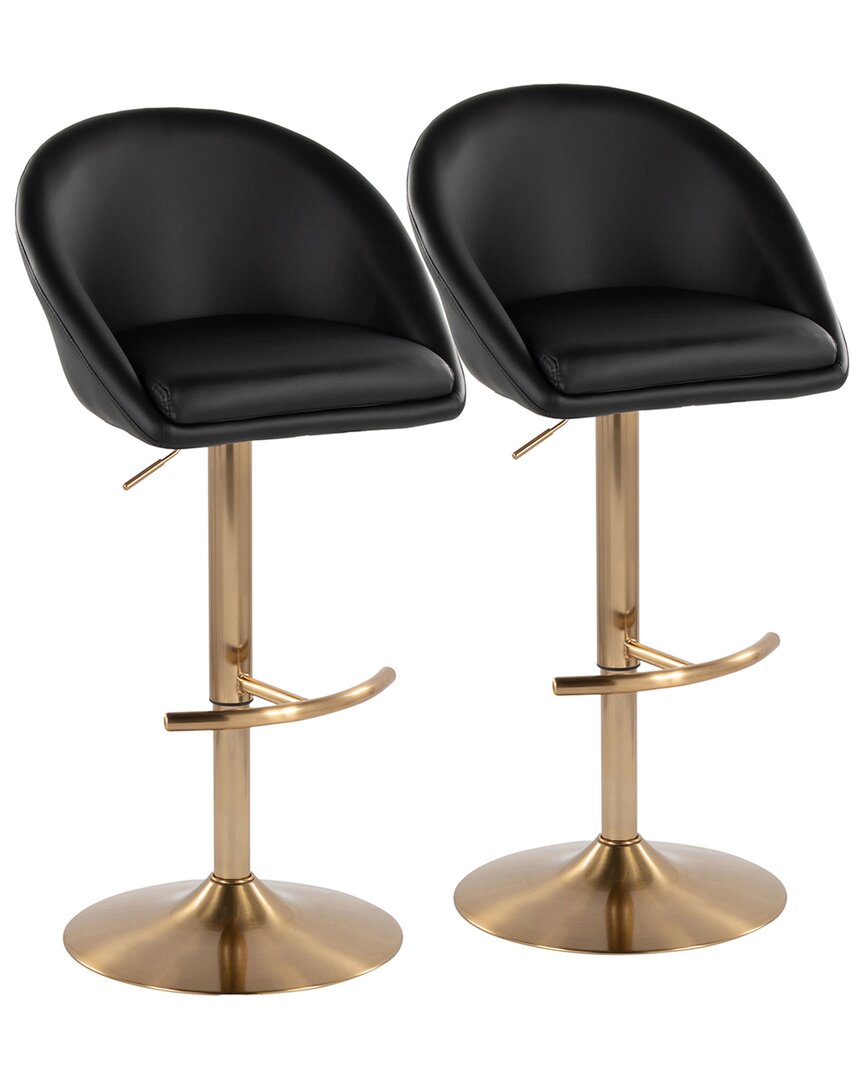 LUMISOURCE LUMISOURCE SET OF 2 MATISSE HIGHBACK CONTEMPORARY/GLAM ADJUSTABLE BAR STOOLS WITH FOOTREST