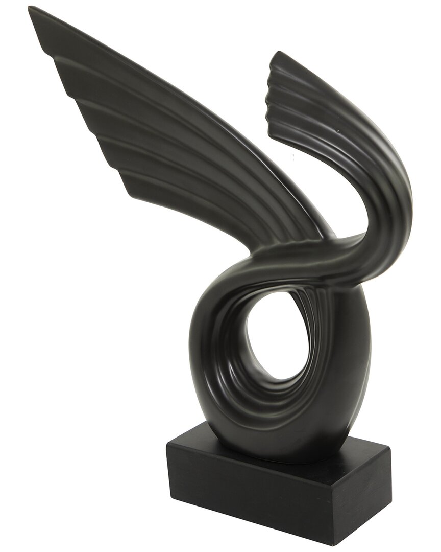 Peyton Lane Abstract Porcelain Wing Sculpture With Base In Black