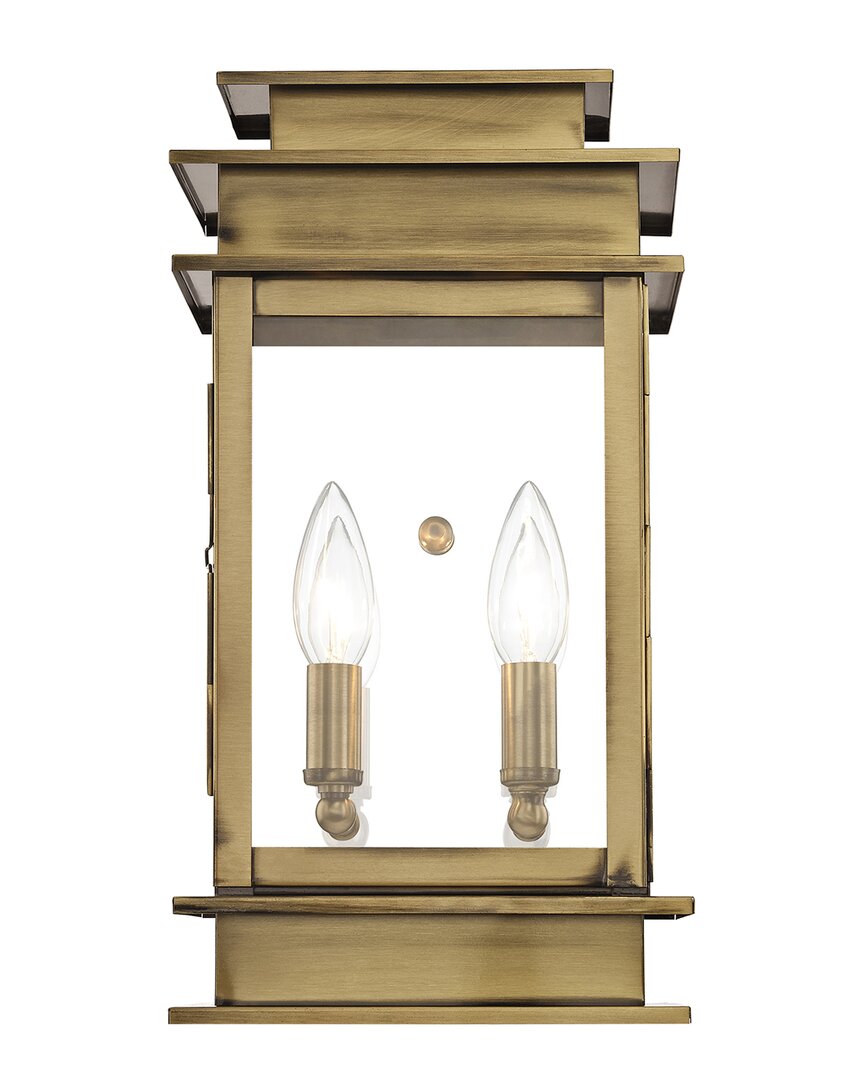 Livex Lighting Livex Princeton 2-light Ab Outdoor Wall Lantern In Gold