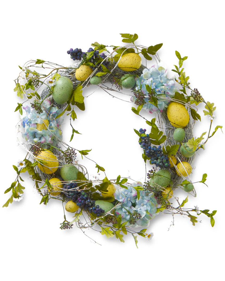 NATIONAL TREE COMPANY NATIONAL TREE 18IN DECORATED WREATH WITH EGGS & HYDRANGEAS