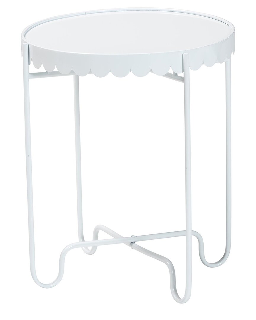 Baxton Studio Laverne Metal Side Table With Scalloped Tray Top In White