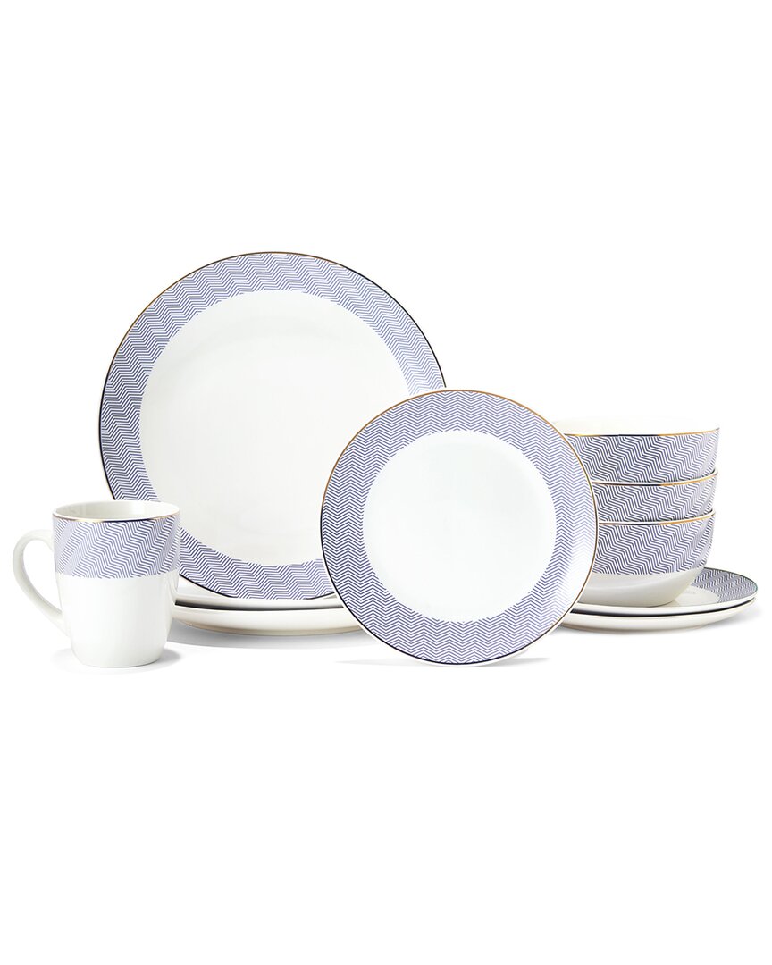 Elle Decor Lorraine Porcelain 16pc Dinnerware Set In White