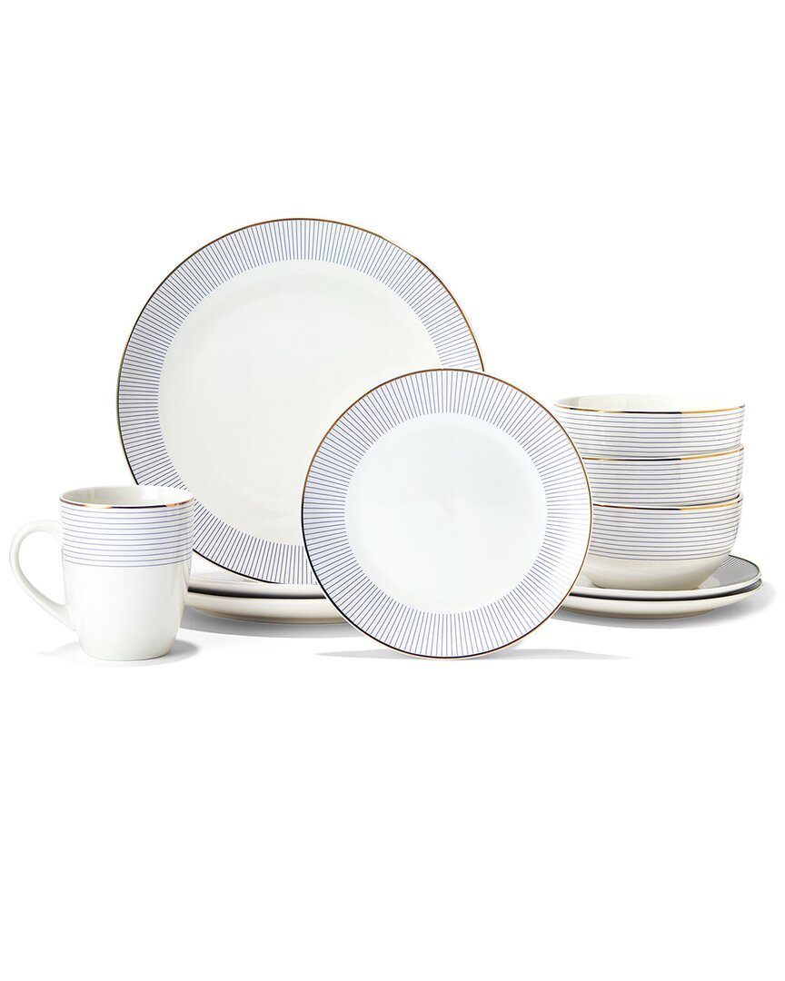Elle Decor Thea Porcelain 16pc Dinnerware Set In White