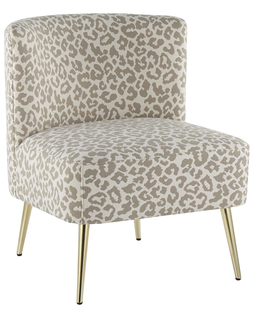 Lumisource Fran Tan Leopard Slipper Chair In Gold