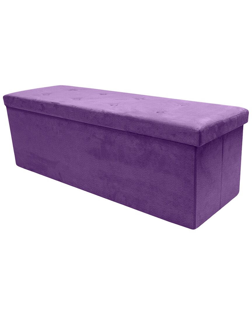 Sorbus Foldable Purple Suede Storage Bench