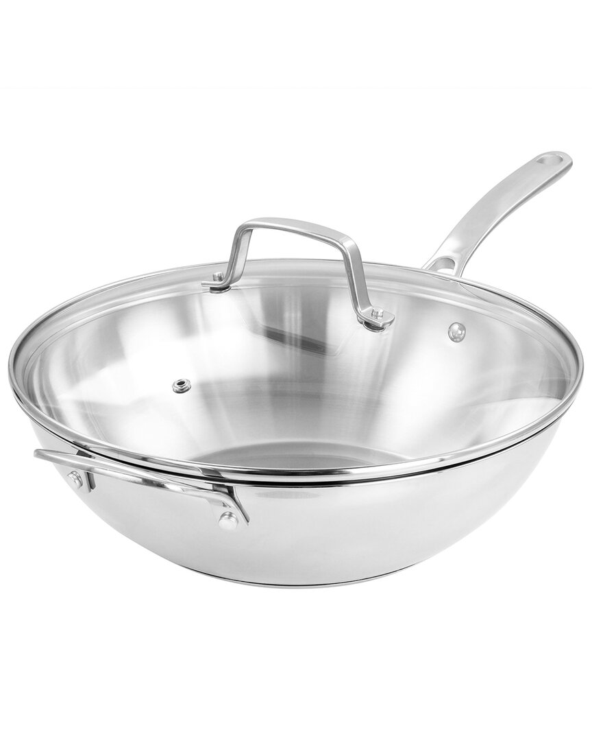 Martha Stewart Stainless Steel Essential 12in Pan With Lid In Silver