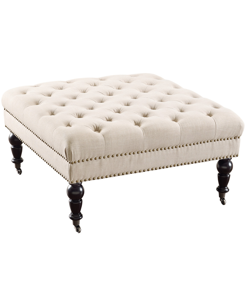 Linon Furniture Linon Isabelle Natural Square Tufted Ottoman