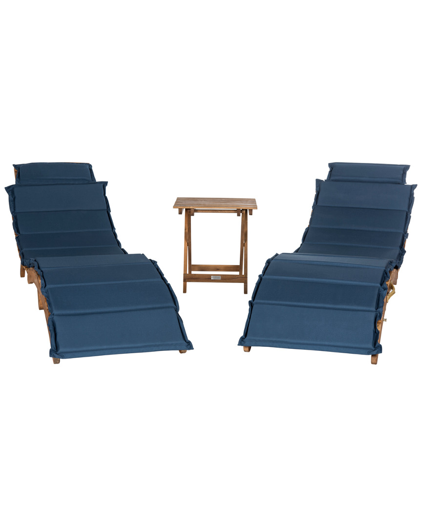 Safavieh Pacifica Outdoor 3pc Lounge Set In Natural/navy