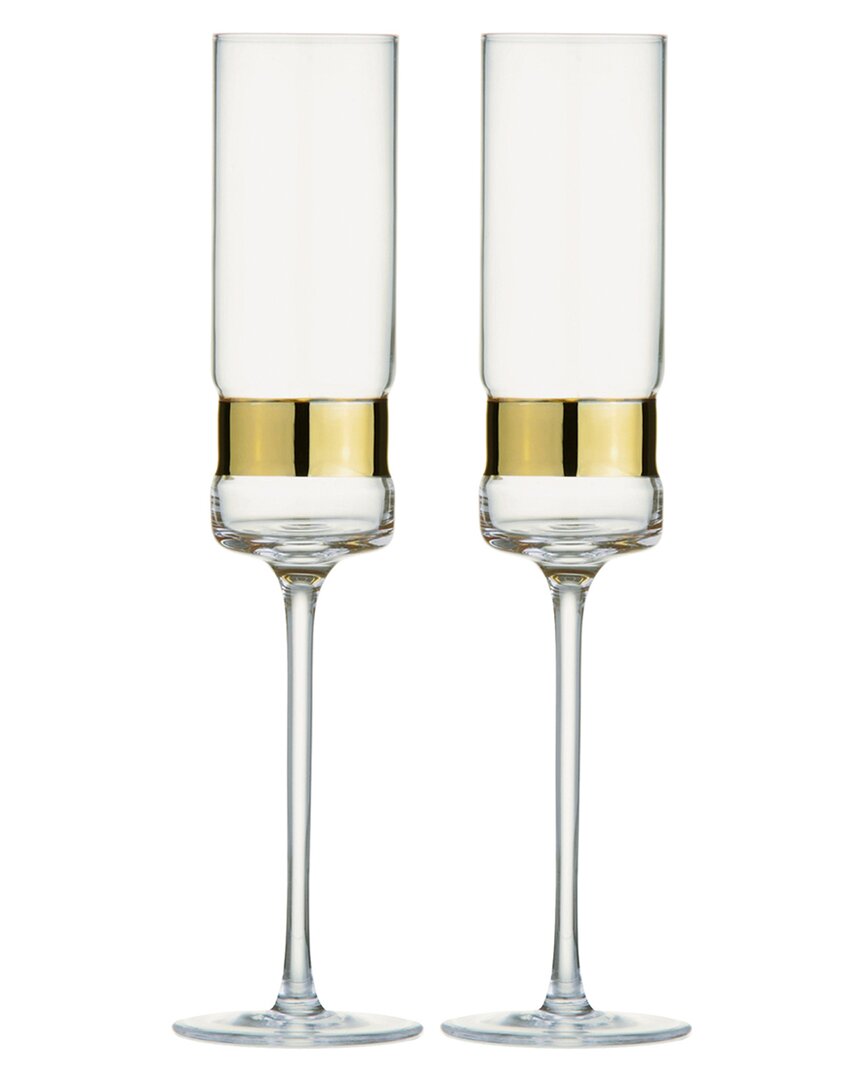 Anton Studio Designs Set Of 2 Soho Champagne Flutes In Gold