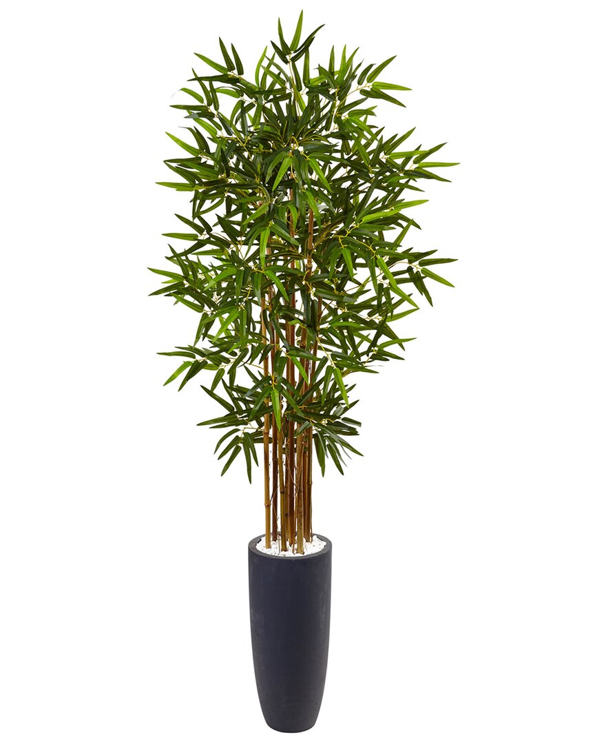 Nearly Natural 5ft Bamboo Artificial Tree In Cylinder Planter In Green