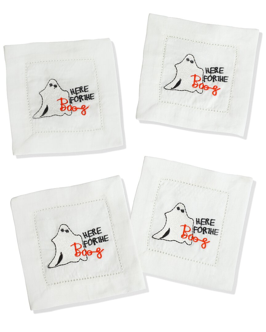 Tiramisu Set Of 4 Halloween Boo Cocktail Napkins In Orange