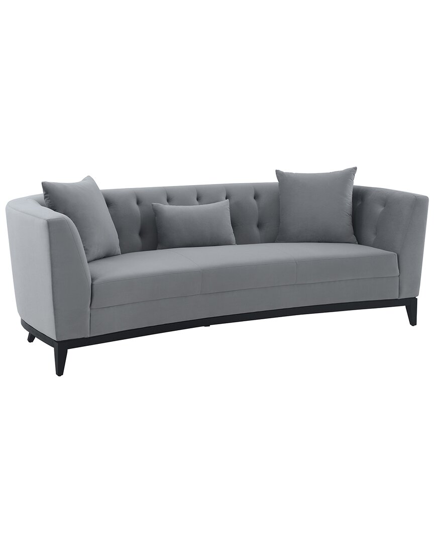 Armen Living Melange Velvet Sofa In Gray