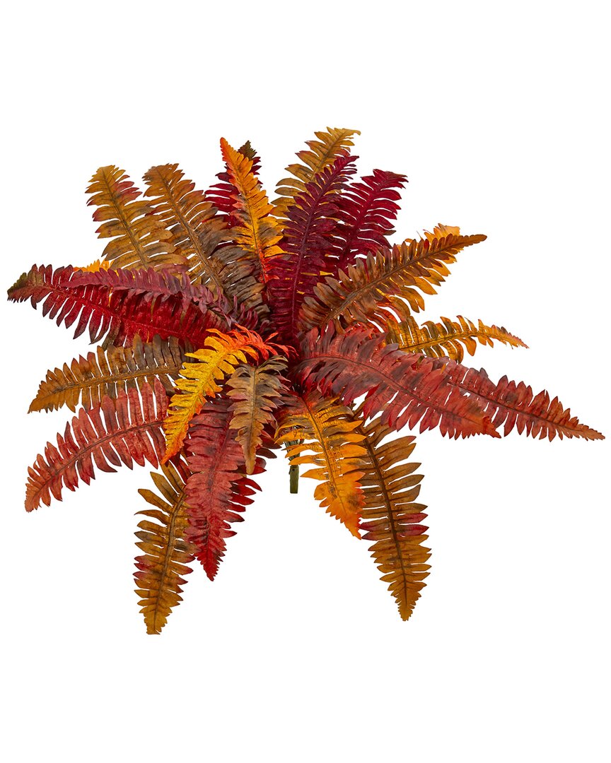Nearly Natural Set Of 3 20in. Autumn Boston Fern Artificial Plant In Red