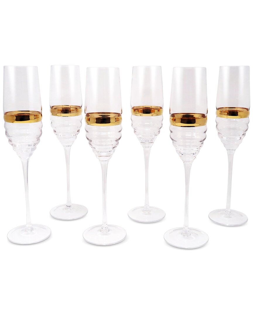 Shop Vivience Set Of 6 Stripe Flute Glasses