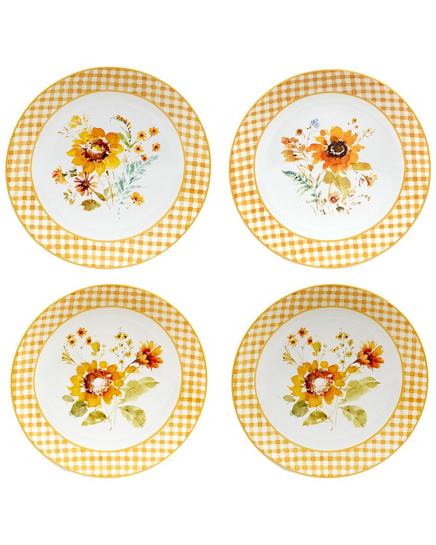 Certified International Sunflowers Forever Dinner Plates (set Of 4) In Multicolor