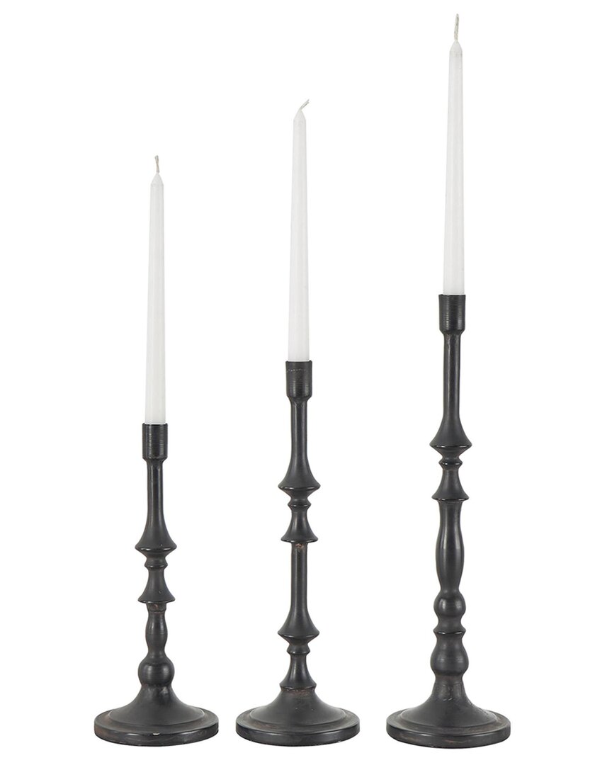 Peyton Lane Black Metal Turned Style Decorative Candle Holder