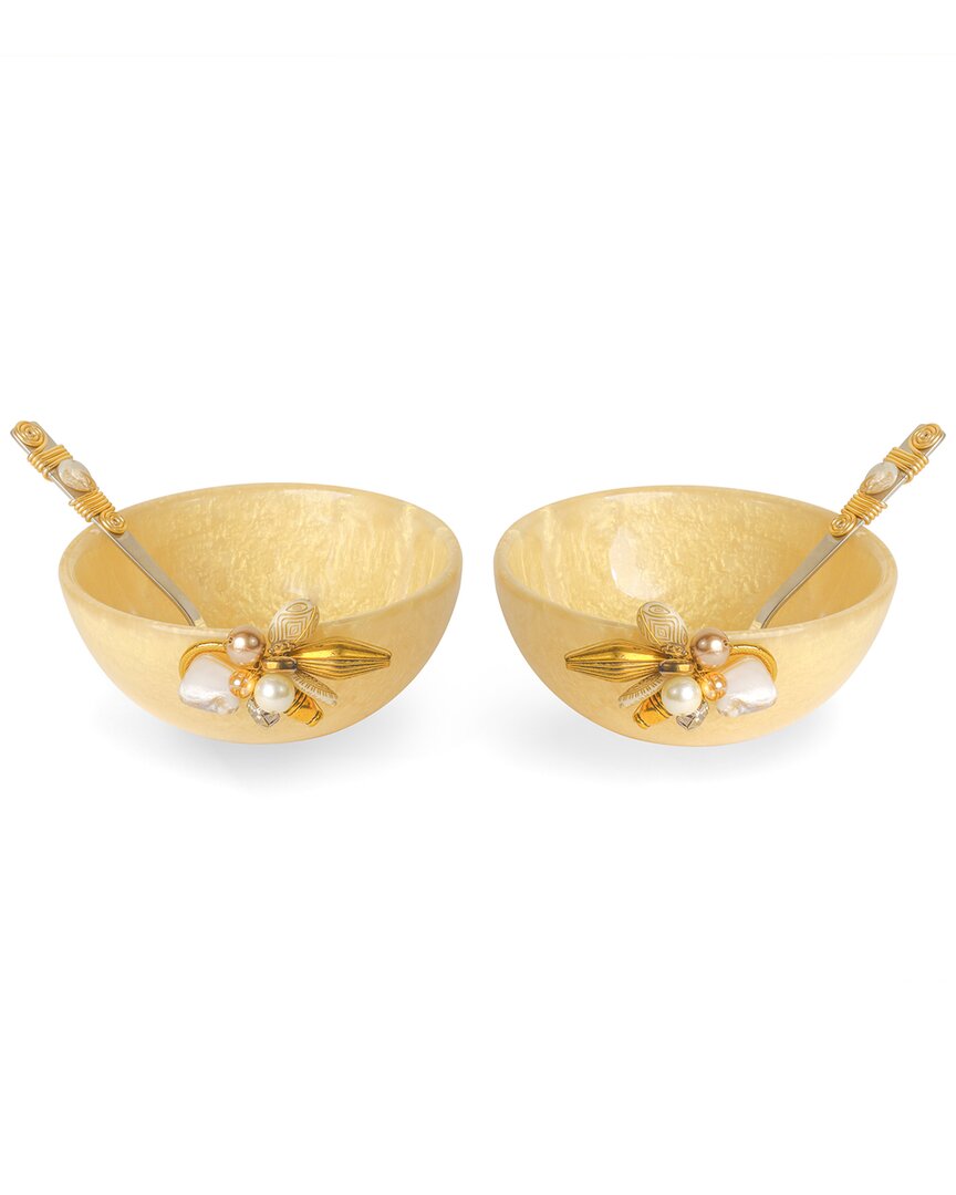Tiramisu Pearl Decorative Snack Bowls (set Of 2) In Gold