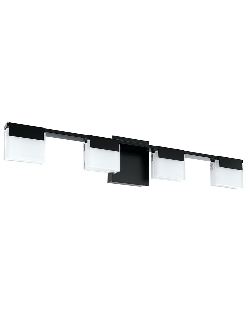 Eglo Vente 4 Light Integrated Led Bath/vanity Light With Black Finish & Frosted Glass
