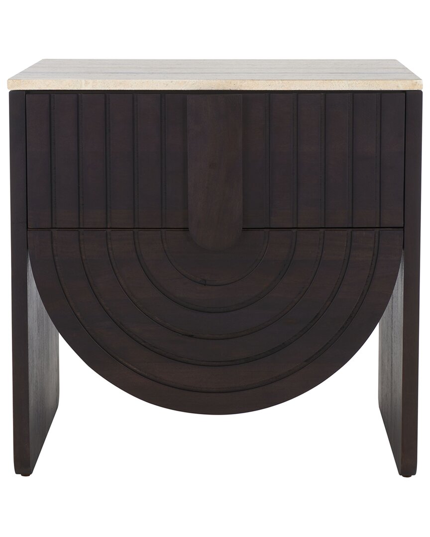 Safavieh Couture Floris Travertine Top Nightstand In Black
