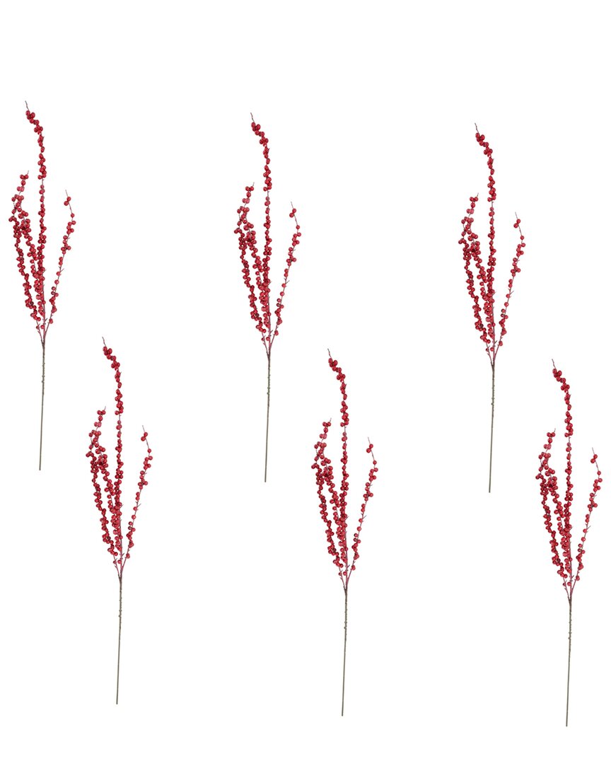 Creative Displays Set Of 6 Christmas Berry Stem In Red