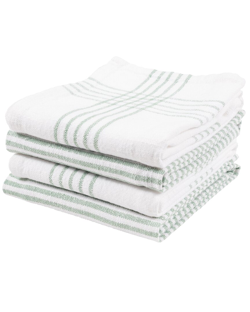 Kaf Home Monaco Relaxed Casual Cotton Slubbed Kitchen Towel Set Of 4 In Green