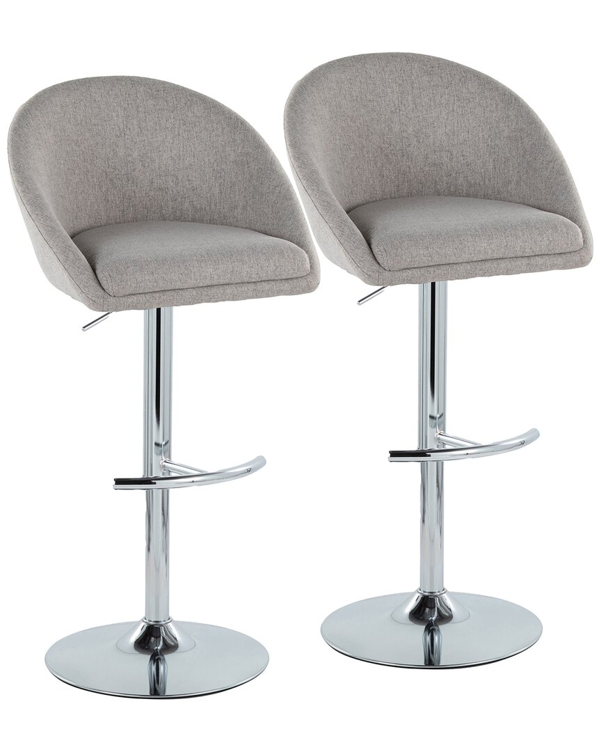 LUMISOURCE LUMISOURCE SET OF 2 MATISSE HIGHBACK CONTEMPORARY/GLAM ADJUSTABLE BAR STOOLS WITH FOOTREST