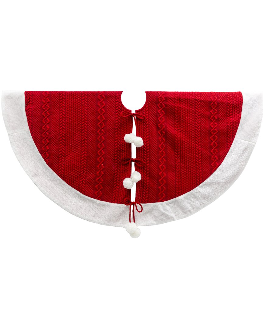 Gerson International 48-in L Red Acrylic Pom Pom Tree Skirt In Red