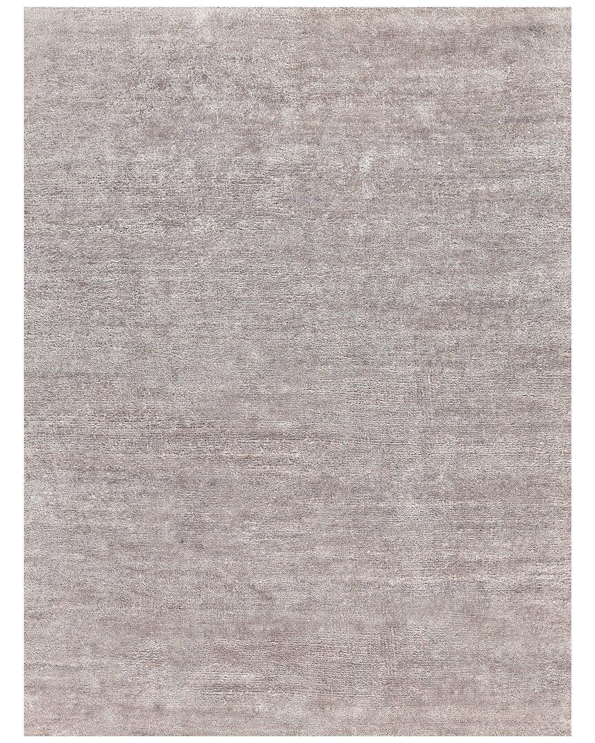 Exquisite Rugs Plush Hand-knotted Bamboo Silk & Mohair Light Area Rug In Silver