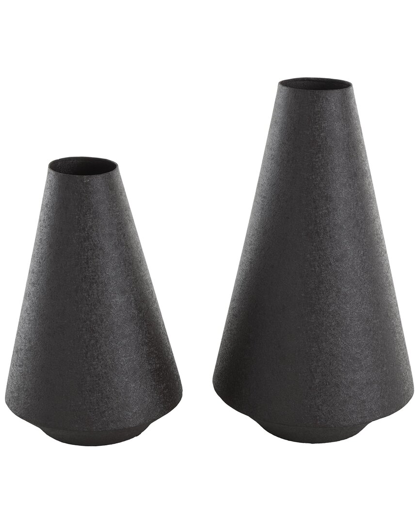 Peyton Lane Modern Metal Vase Set In Black