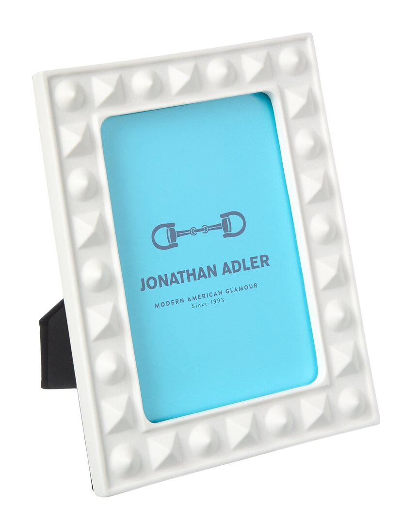 Jonathan Adler Charade Studded Frame - White - 5 X 7 - Resource In Blue