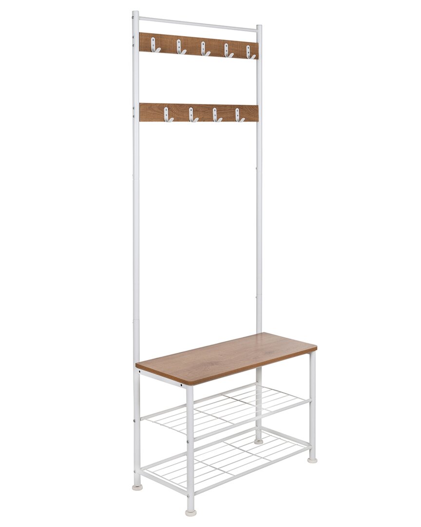 Shop Honey-can-do Entryway Hall Tree With Bench And Shoe Storage In White
