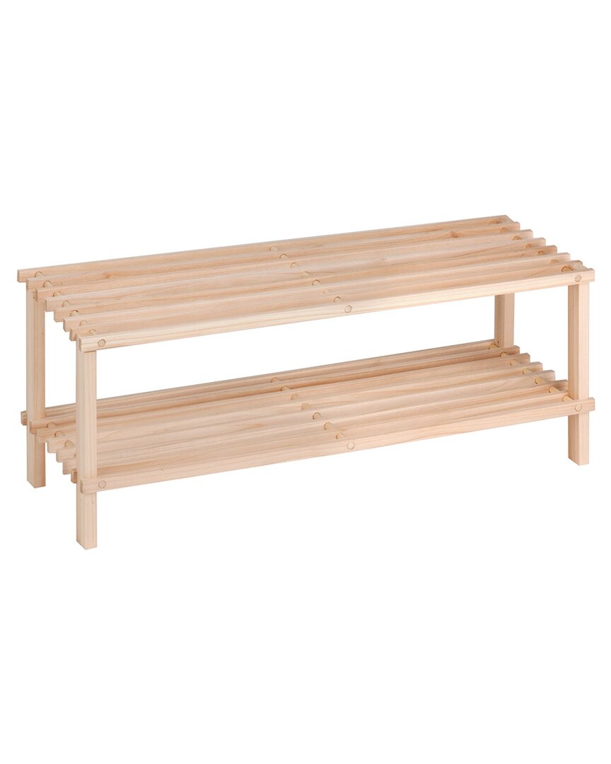 Honey-can-do 2-tier Natural Wood Shoe Rack