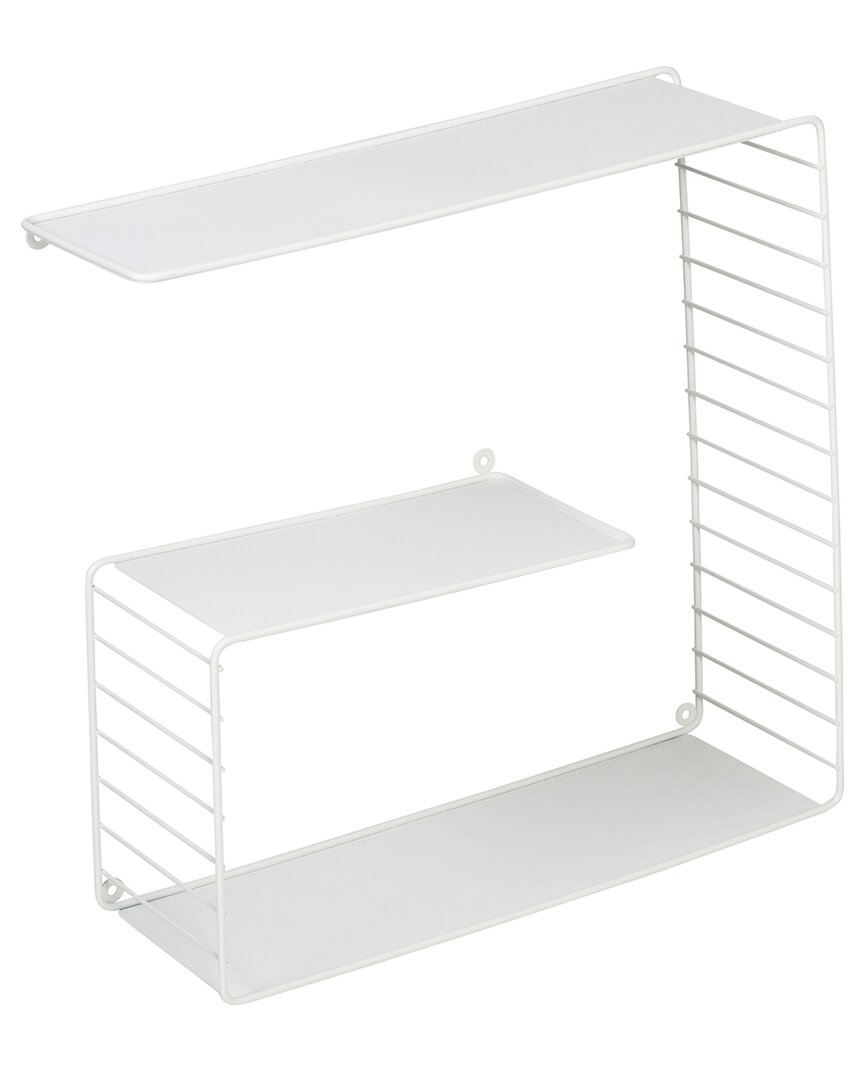 Honey-can-do Three-tier Floating Square Decorative Metal Wall Shelf In White