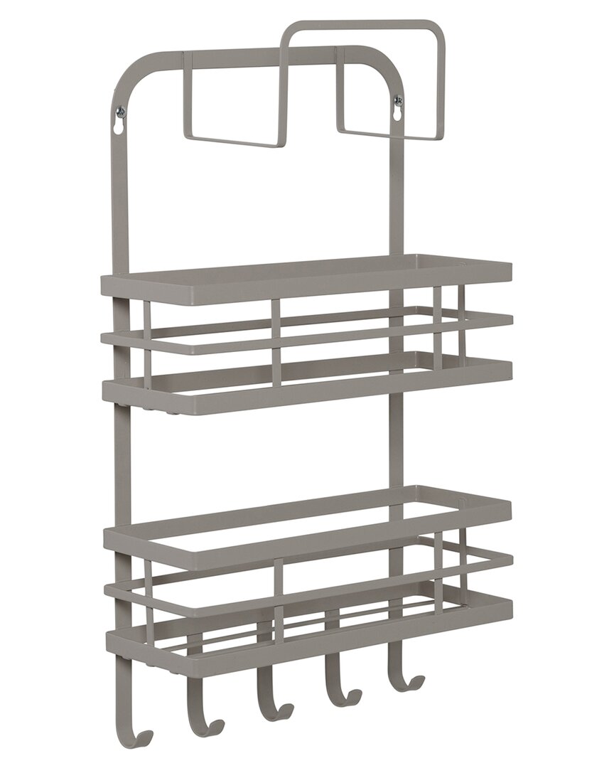 Honey-can-do 3 Shelf Kitchen Wall Storage With Hooks In Grey