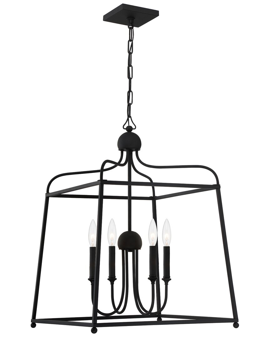 Crystorama Sylvan 4-light Black Forged Chandelier In Black