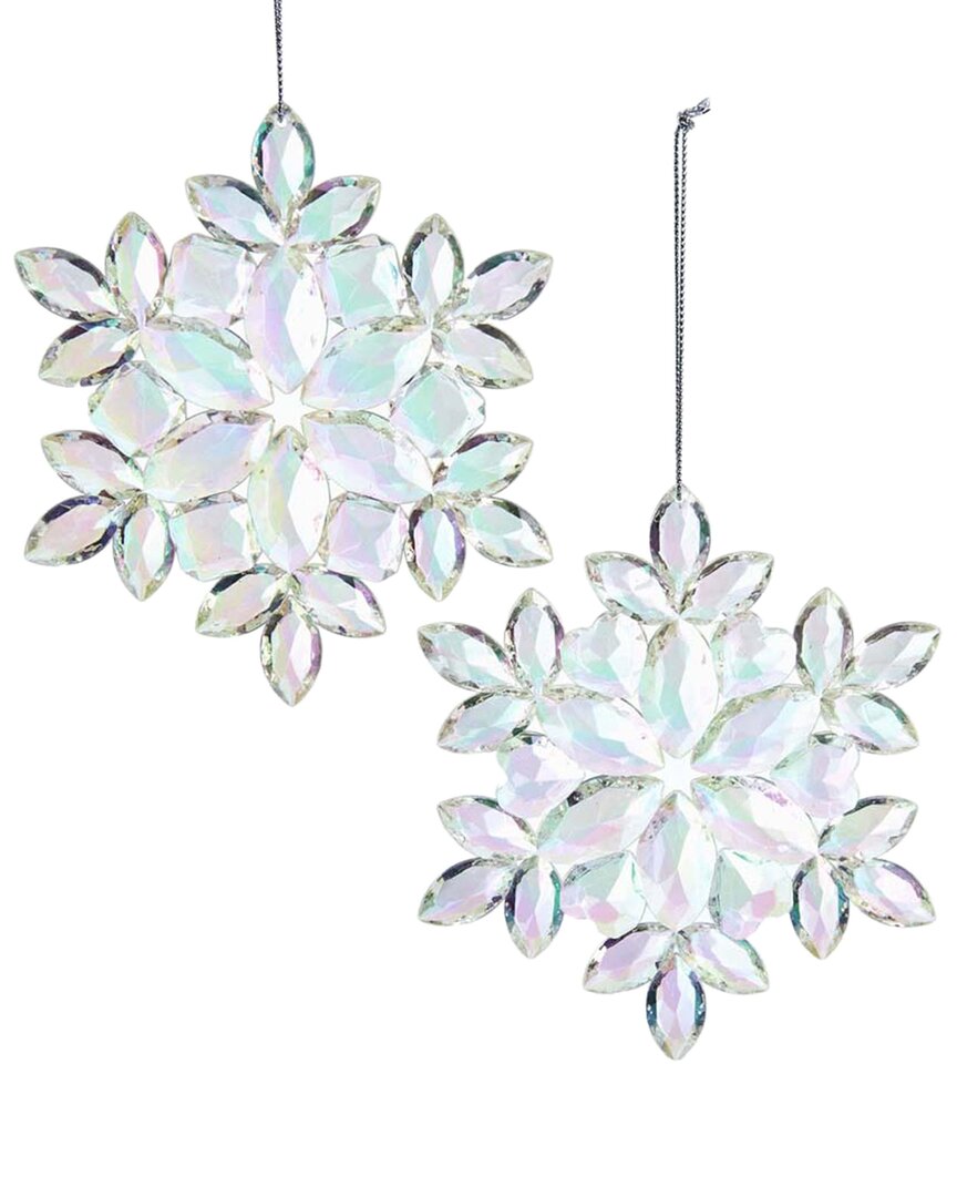 Kurt Adler 5in Clear/iridescent Snowflake Ornament Set Of 12