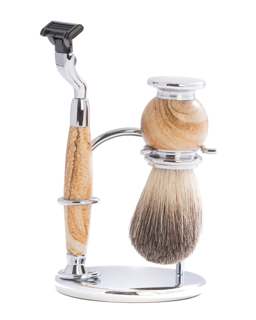 Bey-berk Mach 3 Razor & Pure Badger Brush On Chrome