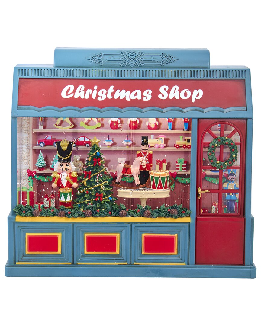Kurt Adler Enchanting 8.375-inch Battery Operated Usb Led Lighted Christmas Shop With Spinning Glitt In Multi