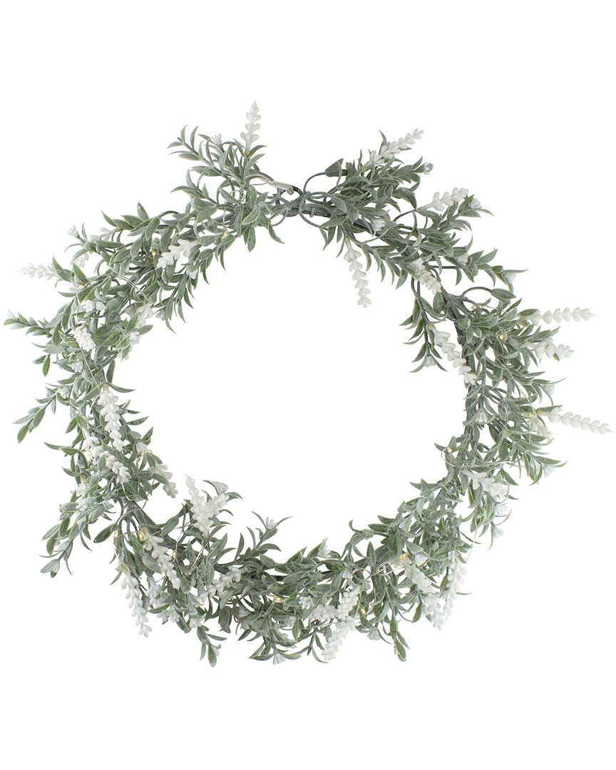 Northlight Pre-lit Battery Operated Lavender Wreath In Green