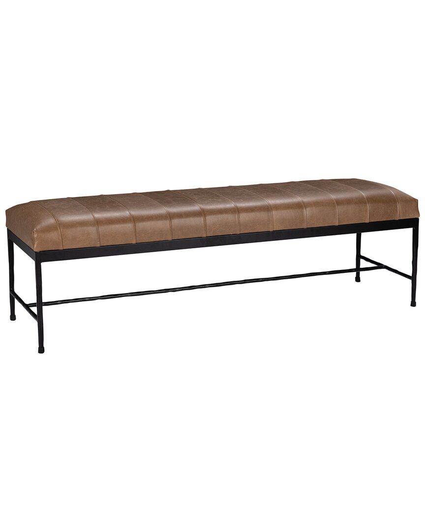 Classic Home Madeleine Leather Bench In Brown