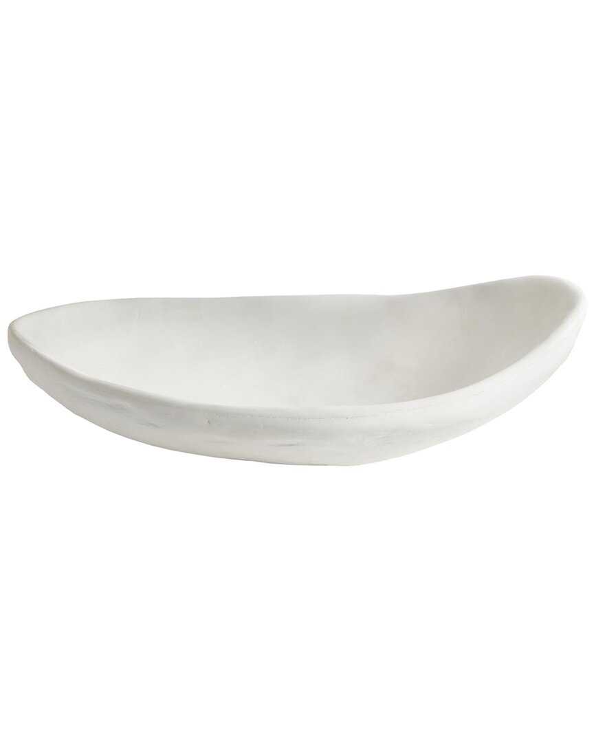 Global Views Modernist Low Bowl In White