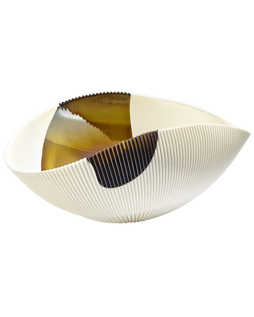 Global Views Pleated Bowl In White
