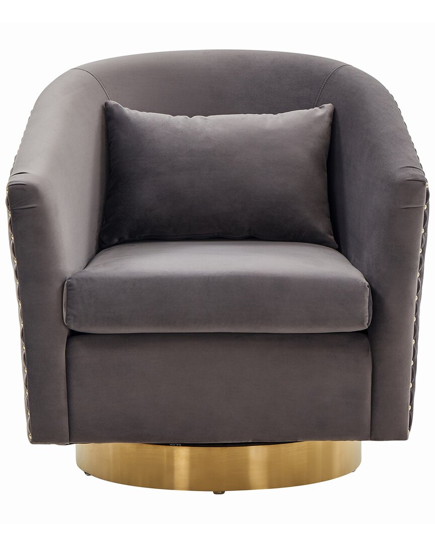 Safavieh Couture Clara Quilted Swivel Tub Chair In Grey