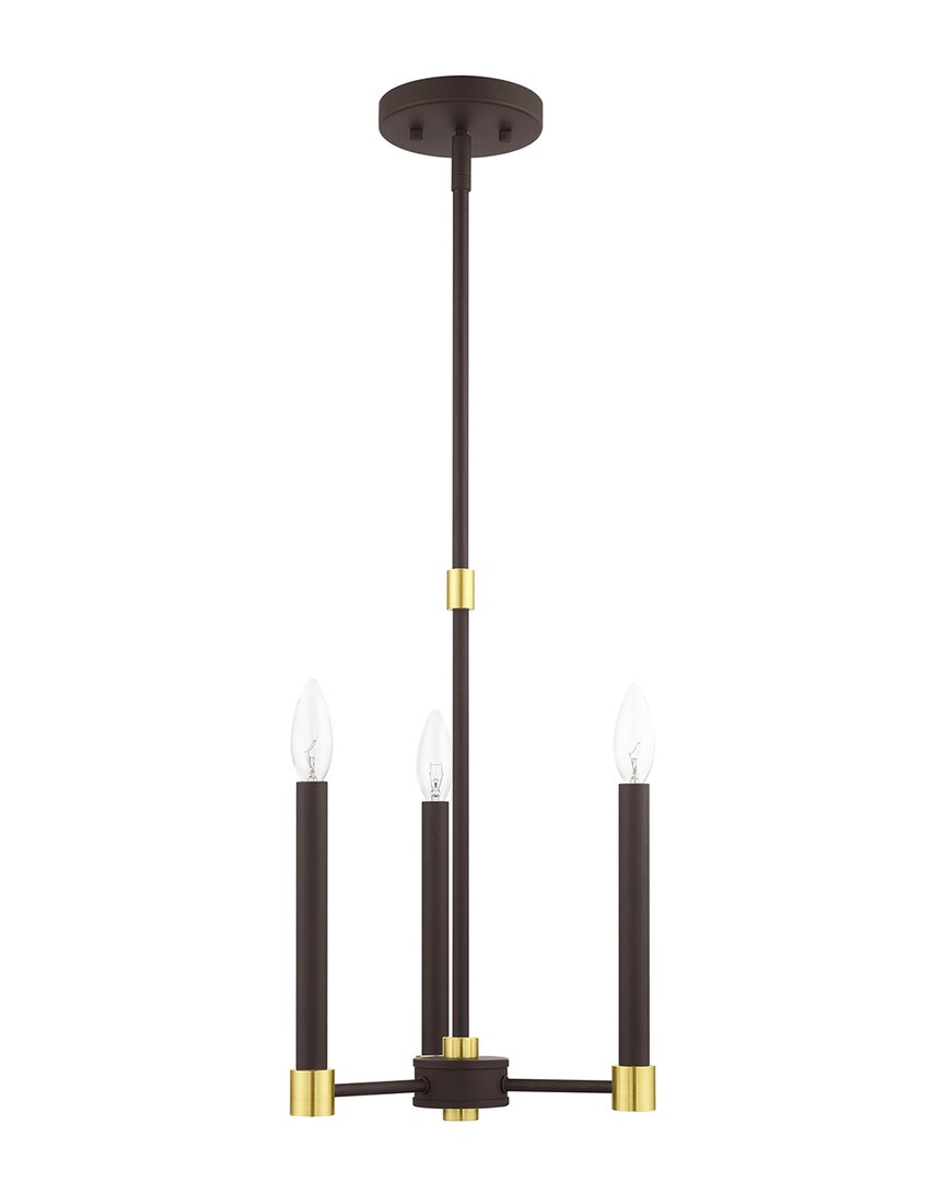 Livex Lighting 3-light Bronze With Satin Brass Accents Chandelier